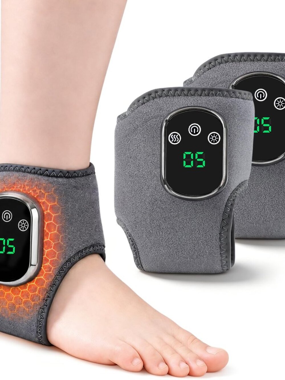 NEW MEKZU Neoprene Foot & Ankle Heated Wrap with Vibration, USB Rechargeable, 2